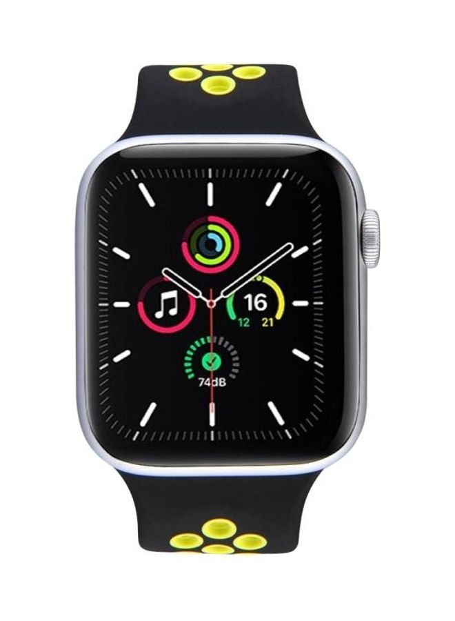 HuHa - Elastic Silicone Watchband For Apple Watch Series 7/6/5/4/3/2/1/SE 38/40/41mm Black/Yellow - Image 1