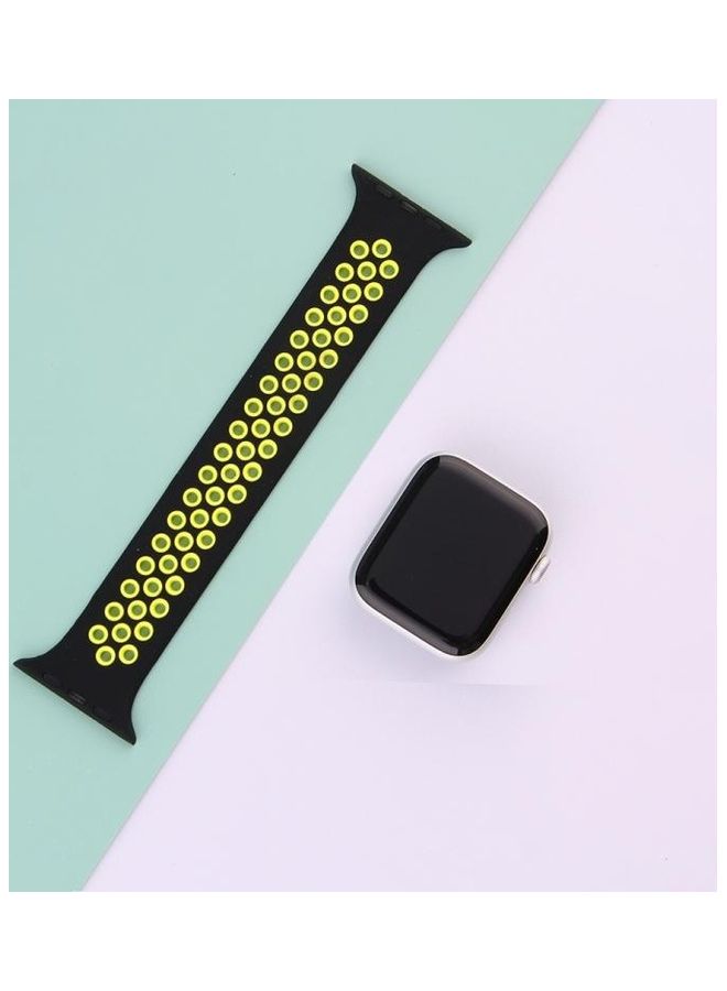 HuHa - Elastic Silicone Watchband For Apple Watch Series 7/6/5/4/3/2/1/SE 38/40/41mm Black/Yellow - Image 1