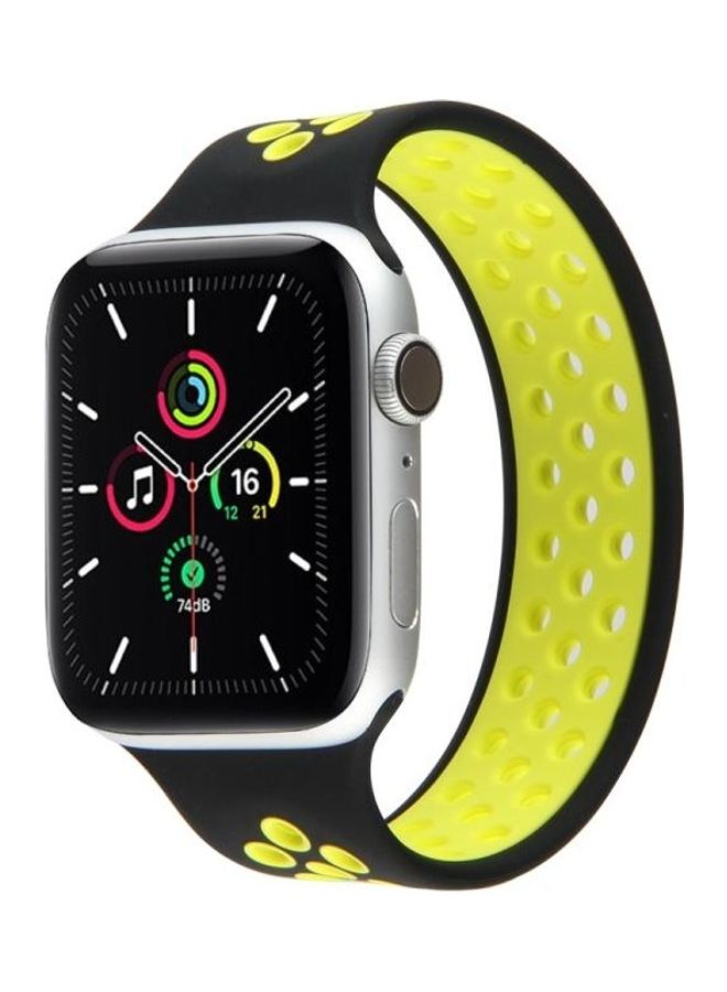 HuHa - Elastic Silicone Watchband For Apple Watch Series 7/6/5/4/3/2/1/SE 38/40/41mm Black/Yellow - Image 1