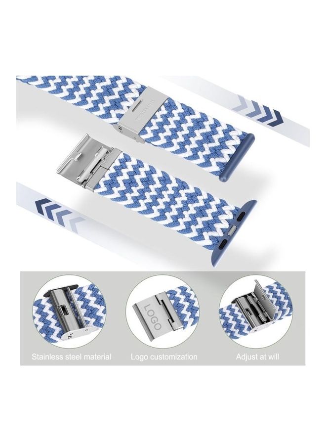 HuHa Braided with Stainless Steel Replacement Watchbands For Apple Watch Series 7/6/SE/5/4/3/2/1 41/40/38mm White - Image 3