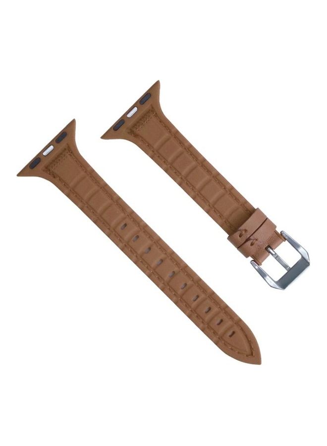 HuHa Replacement Watchband For Apple Watch Series 7 45mm/6 & SE & 5 & 4 44mm/3 & 2 & 1 42mm Brown - Image 2