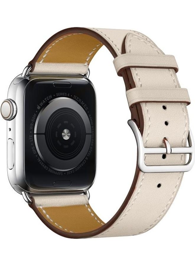 HuHa Ethnic Replacement Watchband For Apple Watch Series 1/2/3/4/5/6/7/SE 38-40-41mm Creamy White - Image 3