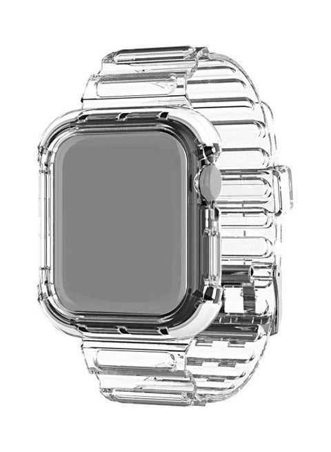 Integrated Contrast Replacement Strap Watchband for Apple Watch Series 7/6/SE/5/4/3/2/1 42/44/45mm Transparent