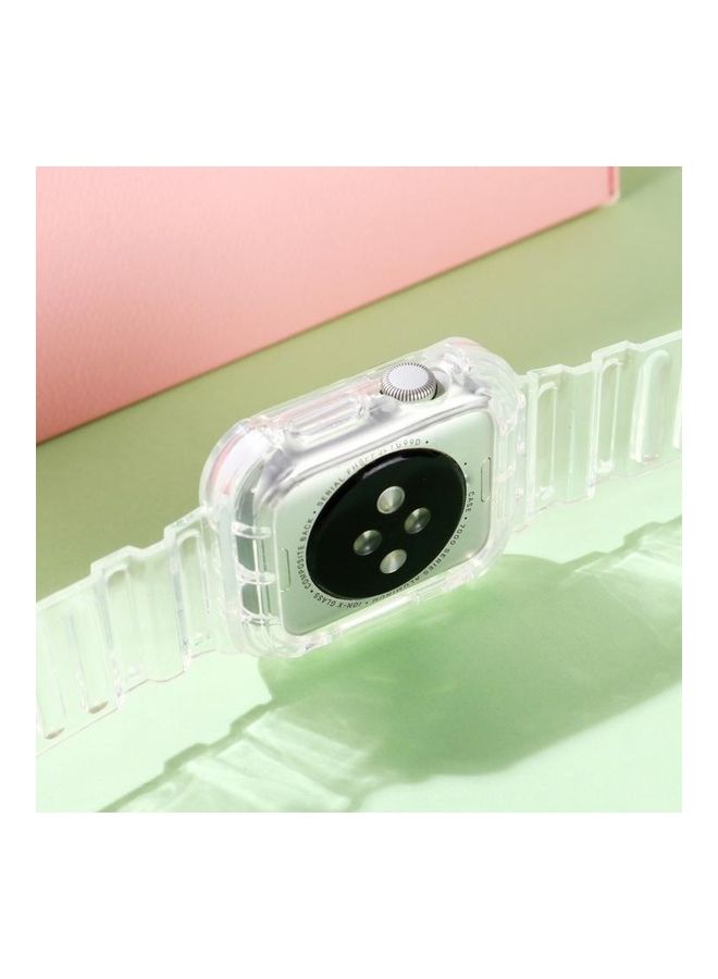 HuHa - Integrated Contrast Replacement Strap Watchband for Apple Watch Series 7/6/SE/5/4/3/2/1 42/44/45mm Transparent - Image 1