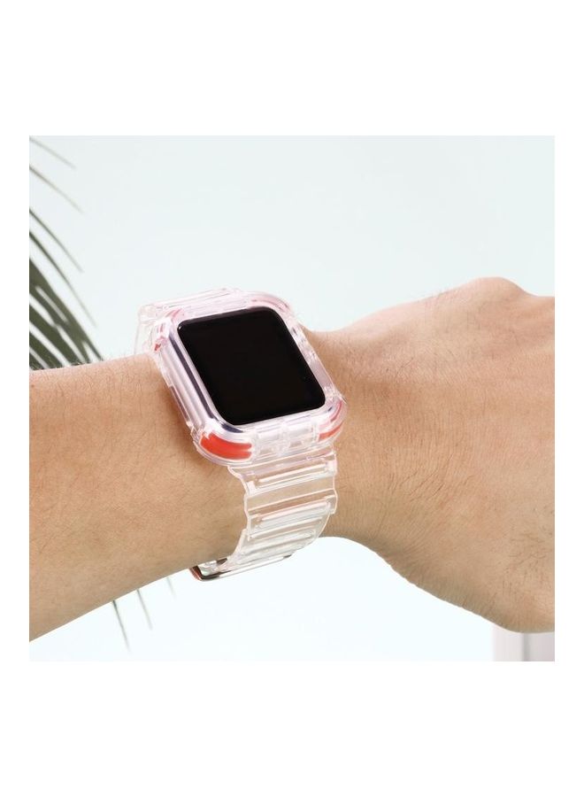 HuHa - Integrated Contrast Replacement Strap Watchband for Apple Watch Series 7/6/SE/5/4/3/2/1 42/44/45mm Transparent - Image 1