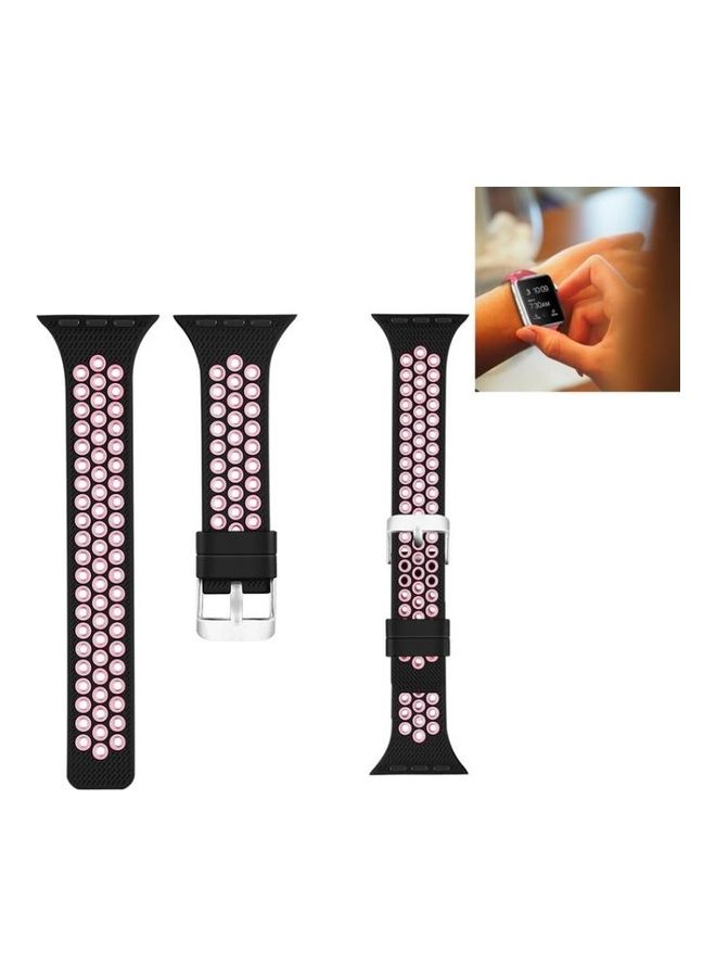 HuHa Two Tone Silicone Sports Watchband for Apple Watch Series 7/6/SE/5/4/3/2/1 42/44/45mm Black/Pink - Image 1