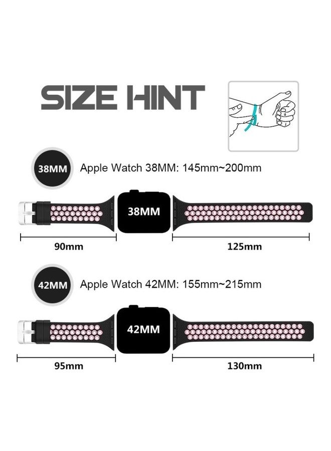 HuHa Two Tone Silicone Sports Watchband for Apple Watch Series 7/6/SE/5/4/3/2/1 42/44/45mm Black/Pink - Image 5