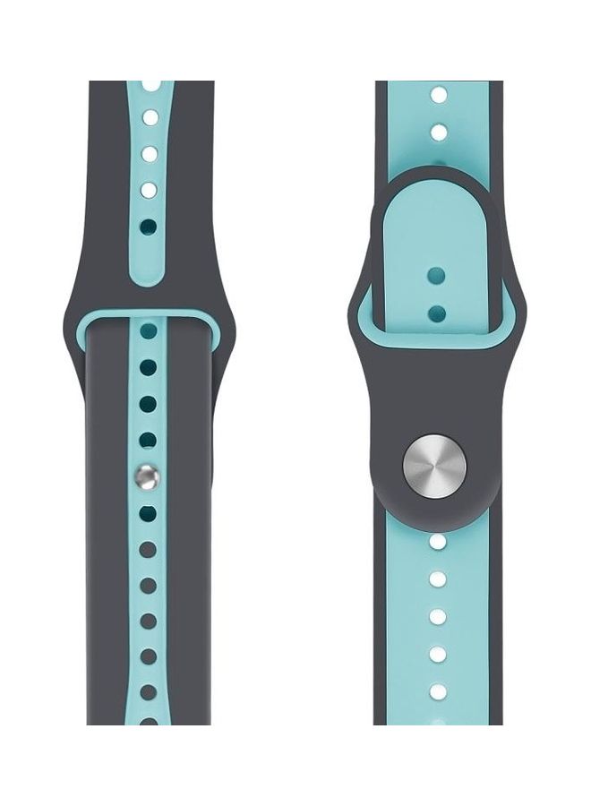 HuHa Two Tone Silicone Open Watchband for Apple Watch Series 7/6/SE/5/4/3/2/1 42/44/45mm Dark Gray/Teal Green - Image 2