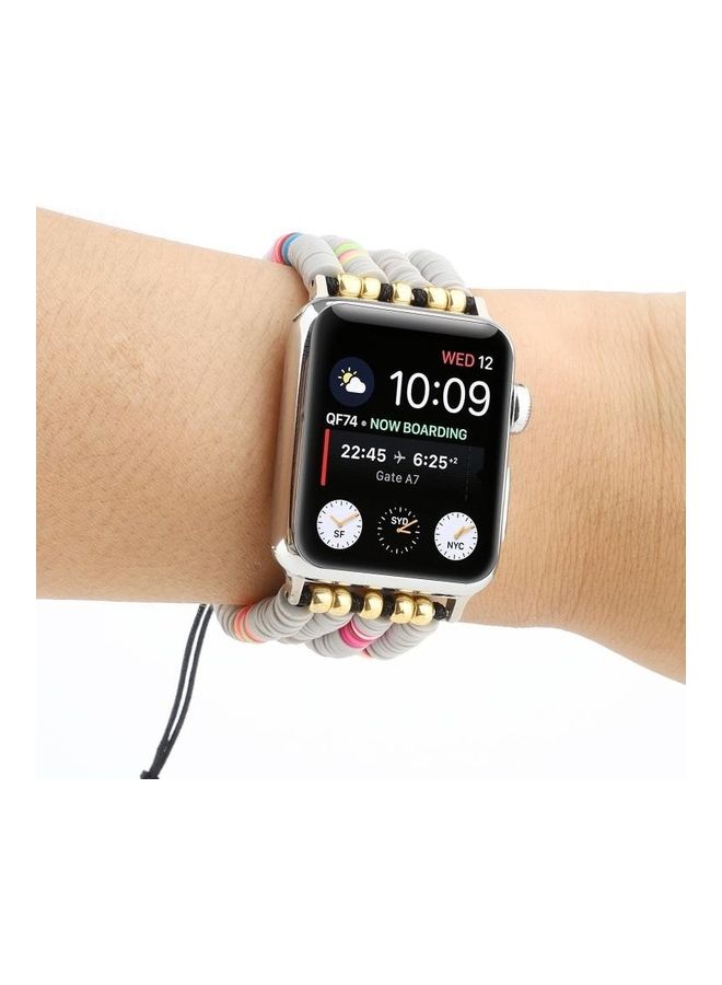HuHa Bohemian Style Soft Ceramic Beaded Strap For Apple Series 7/6/SE/5/4/3/2/1 41/40/38mm Grey - Image 5