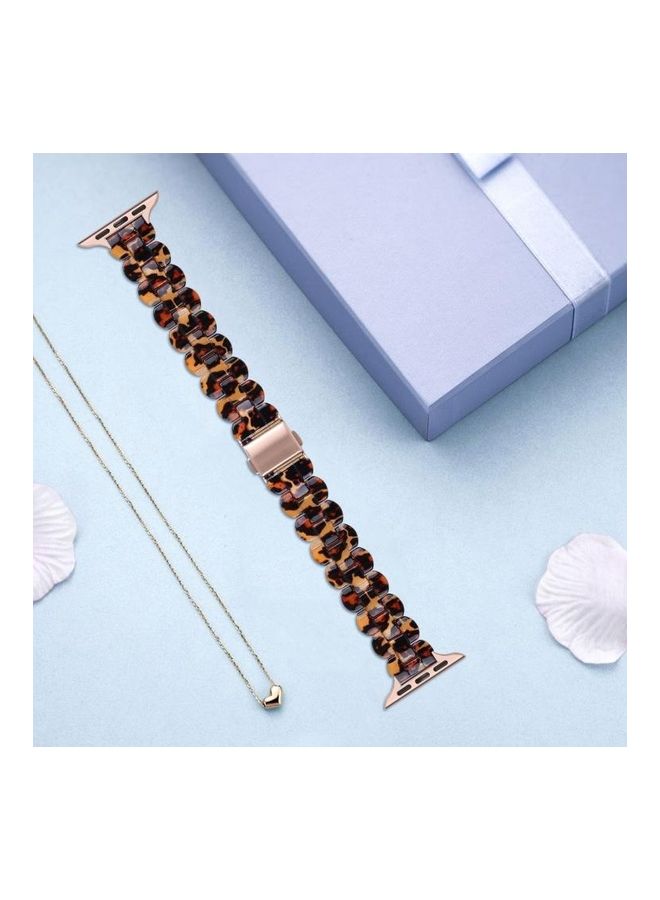 HuHa Oval Resin Replacement Strap Watchband for Apple Watch Series 7/6/SE/5/4/3/2/1 38/40/41mm Leopard Print - Image 2