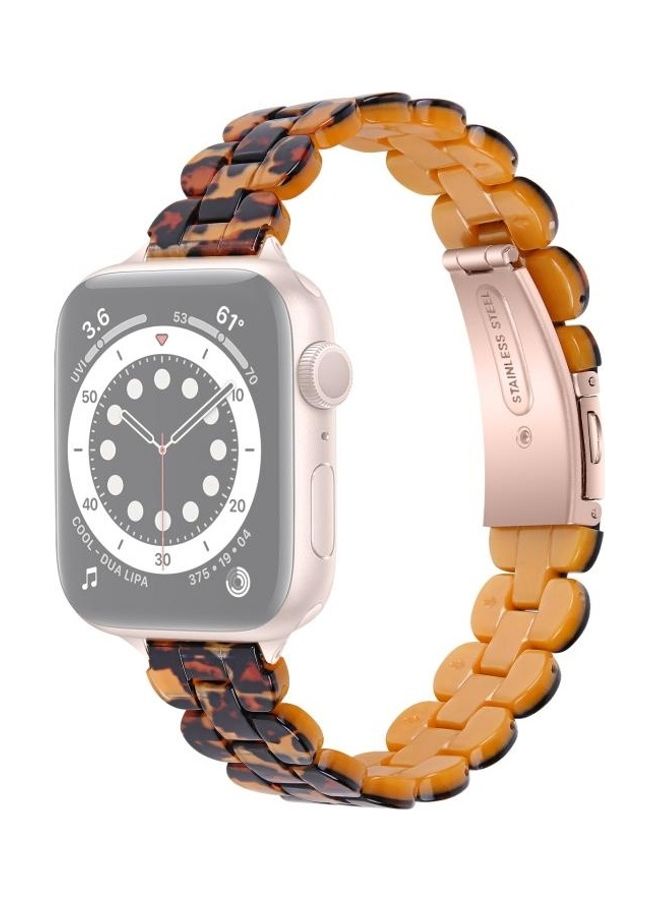 HuHa Oval Resin Replacement Strap Watchband for Apple Watch Series 7/6/SE/5/4/3/2/1 38/40/41mm Leopard Print - Image 1