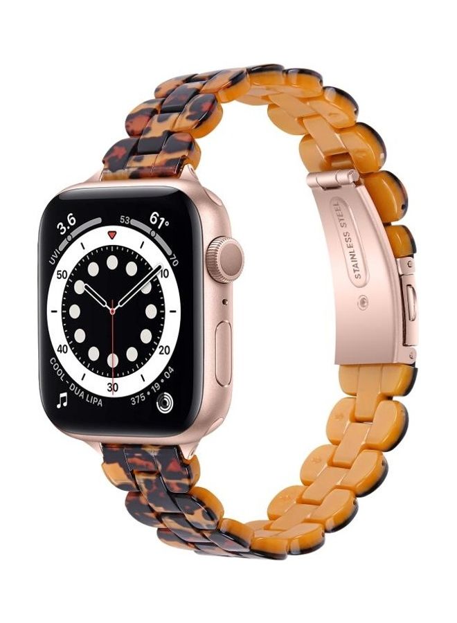 HuHa Oval Resin Replacement Strap Watchband for Apple Watch Series 7/6/SE/5/4/3/2/1 38/40/41mm Leopard Print - Image 4