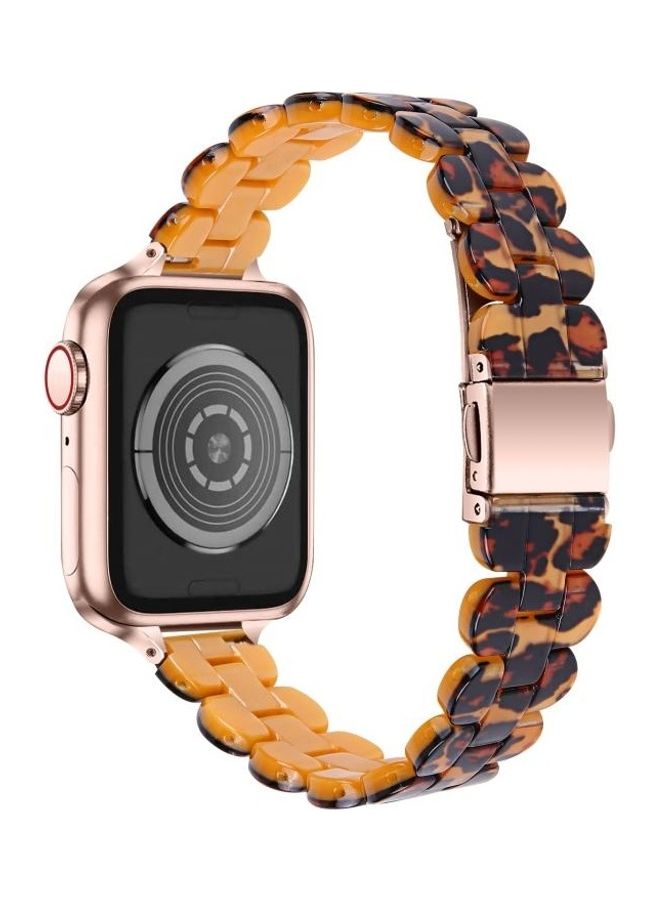 HuHa Oval Resin Replacement Strap Watchband for Apple Watch Series 7/6/SE/5/4/3/2/1 38/40/41mm Leopard Print - Image 5