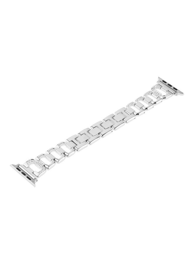 HuHa - Colourful Diamond Stainless Steel Watchband for Apple Watch Series 7/6/5/4/3/2/1/SE 45/44/42mm Silver - Image 1