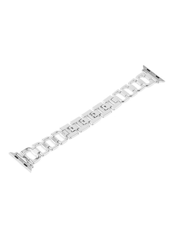 HuHa - Colourful Diamond Stainless Steel Watchband for Apple Watch Series 7/6/5/4/3/2/1/SE 45/44/42mm Silver - Image 1