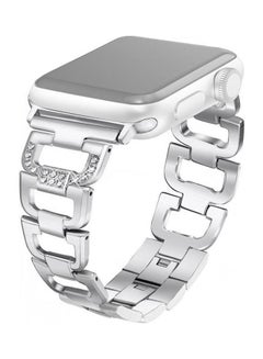 Colourful Diamond Stainless Steel Watchband for Apple Watch Series 7/6/5/4/3/2/1/SE 45/44/42mm Silver