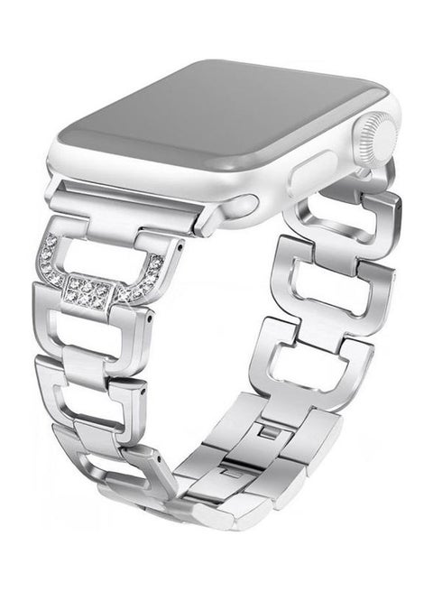 Colourful Diamond Stainless Steel Watchband for Apple Watch Series 7/6/5/4/3/2/1/SE 45/44/42mm Silver