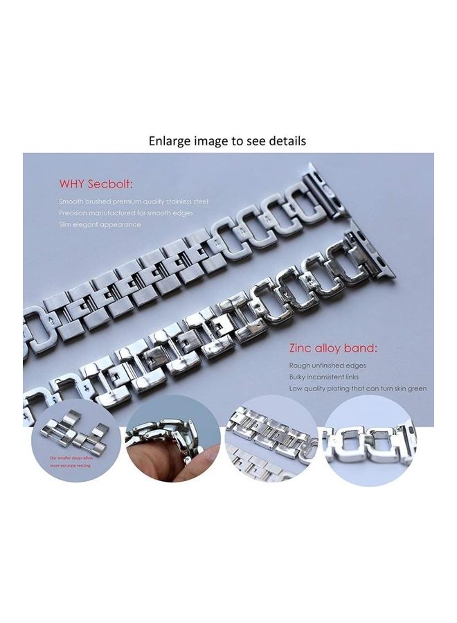 HuHa - Colourful Diamond Stainless Steel Watchband for Apple Watch Series 7/6/5/4/3/2/1/SE 45/44/42mm Silver - Image 1