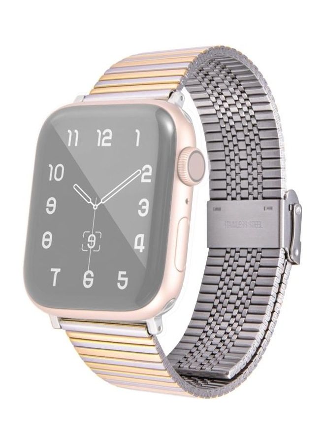 HuHa Multi Baht Steel Replacement Watchband for Apple Watch Series 7/6/SE/5/4/3/2/1 42/44/45mm Steel Between Gold  - Image 1