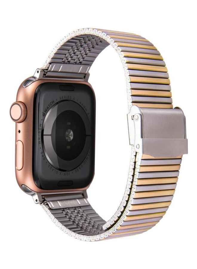 HuHa Multi Baht Steel Replacement Watchband for Apple Watch Series 7/6/SE/5/4/3/2/1 42/44/45mm Steel Between Gold  - Image 2