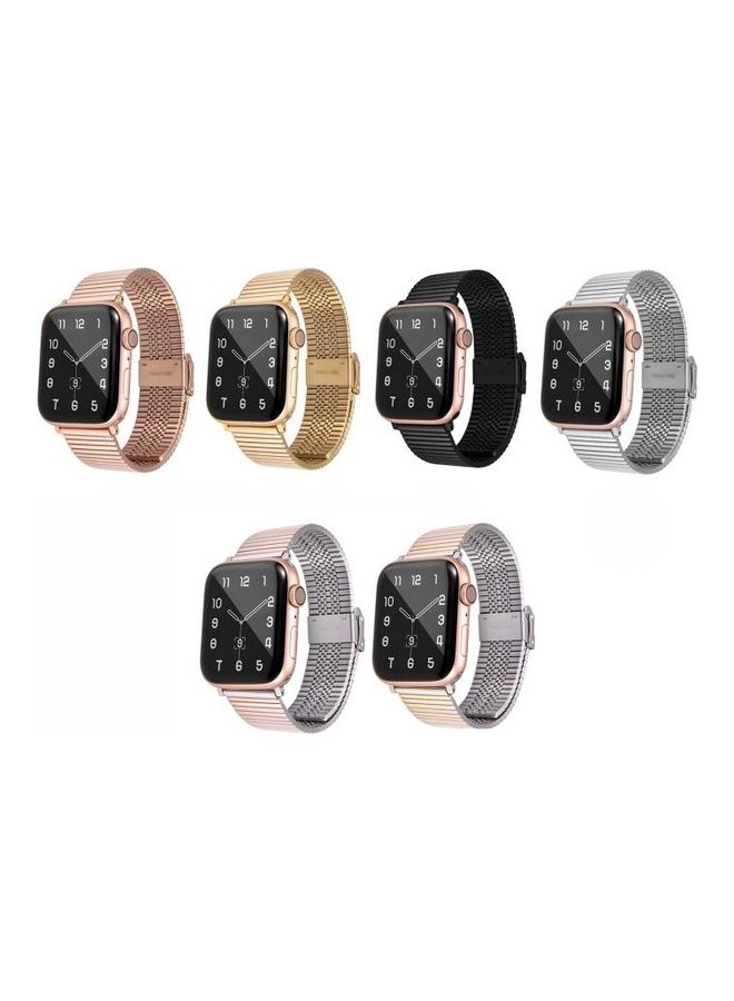 HuHa Multi Baht Steel Replacement Watchband for Apple Watch Series 7/6/SE/5/4/3/2/1 42/44/45mm Steel Between Gold  - Image 3