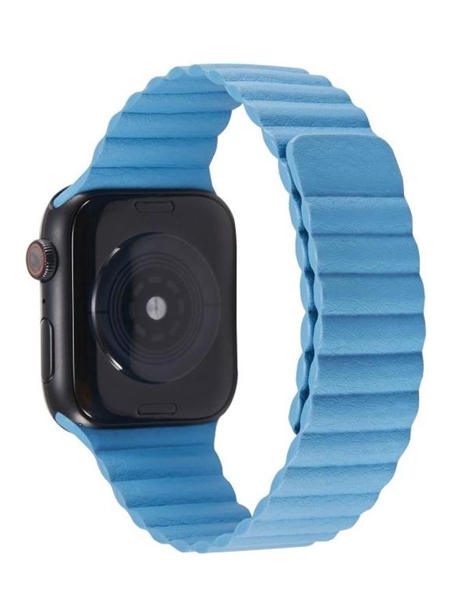 HuHa Replacement Watchband For Apple Watch Series 7 41mm/6 & SE & 5 & 4 40mm/3 & 2 & 1 38mm Chrysanthemum Blue - Image 1