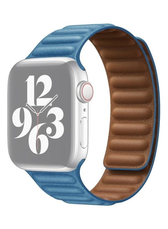 HuHa Replacement Strap Watchband For Apple Watch Series 7 45mm/6 & SE & 5 & 4 44mm/3 & 2 & 1 42mm Chrysanthemum Blue - Image 1