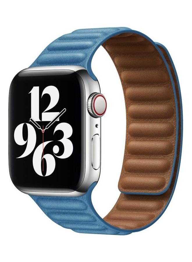 HuHa Replacement Strap Watchband For Apple Watch Series 7 45mm/6 & SE & 5 & 4 44mm/3 & 2 & 1 42mm Chrysanthemum Blue - Image 2