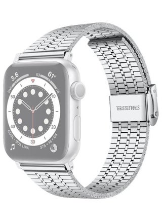 Stainless Steel Replacement Watchband For Apple Watch Series 7/6/5/4/3/2/1/SE 42/44/45mm Silver - v1634542704/N51421663A_1