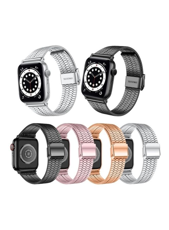 HuHa - Stainless Steel Replacement Watchband For Apple Watch Series 7/6/5/4/3/2/1/SE 42/44/45mm Silver - Image 1