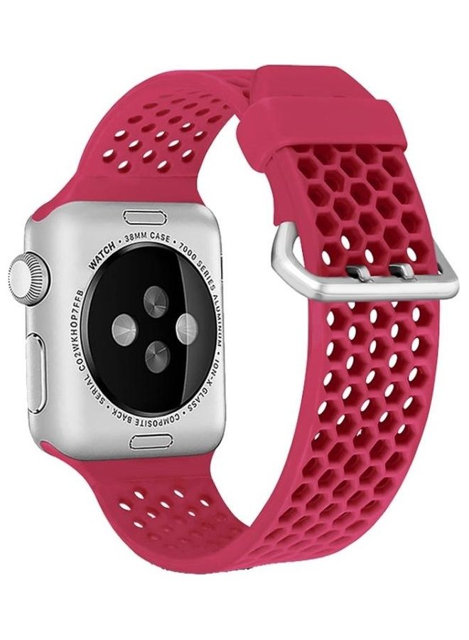 HuHa Two Tone Honeycomb Breathable Silicone Sports Strap for Apple Watch Series 7/6/SE/5/4/3/2/1 42/44/45mm Red - Image 1