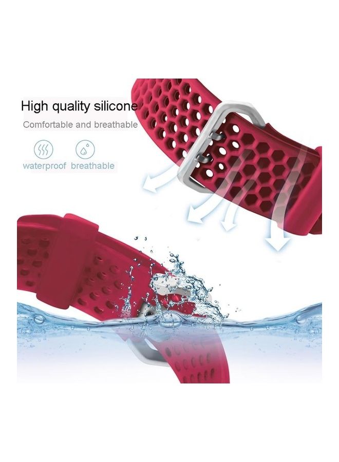 HuHa Two Tone Honeycomb Breathable Silicone Sports Strap for Apple Watch Series 7/6/SE/5/4/3/2/1 42/44/45mm Red - Image 2