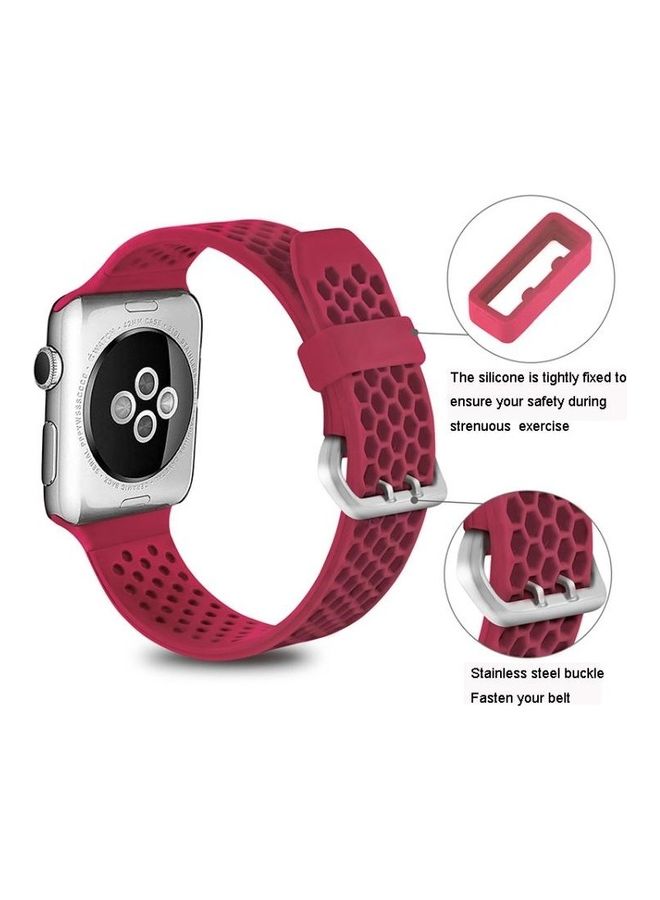 HuHa Two Tone Honeycomb Breathable Silicone Sports Strap for Apple Watch Series 7/6/SE/5/4/3/2/1 42/44/45mm Red - Image 3
