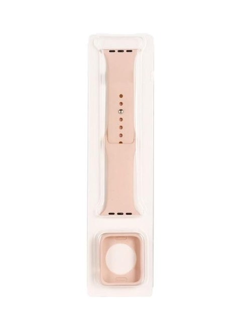 Silicone Replacement Strap Case with Screen Protector For Apple Watch Series 7/6/5/4 SE  40/41mm Pink