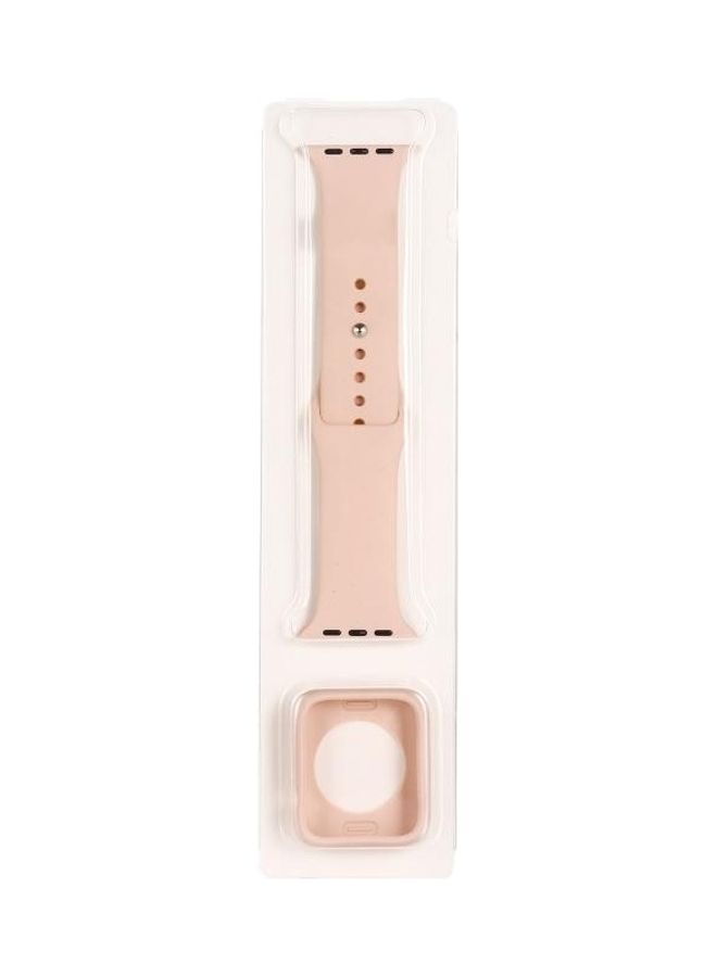 HuHa - Silicone Replacement Strap Case with Screen Protector For Apple Watch Series 7/6/5/4 SE  40/41mm Pink - Image 1