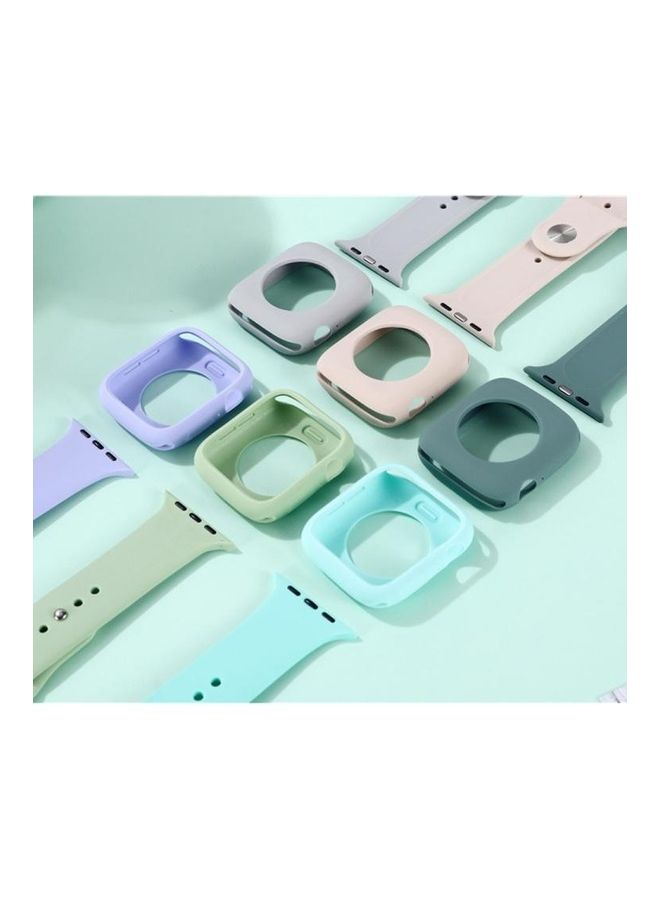 HuHa - Silicone Replacement Strap Case with Screen Protector For Apple Watch Series 7/6/5/4 SE  40/41mm Pink - Image 1