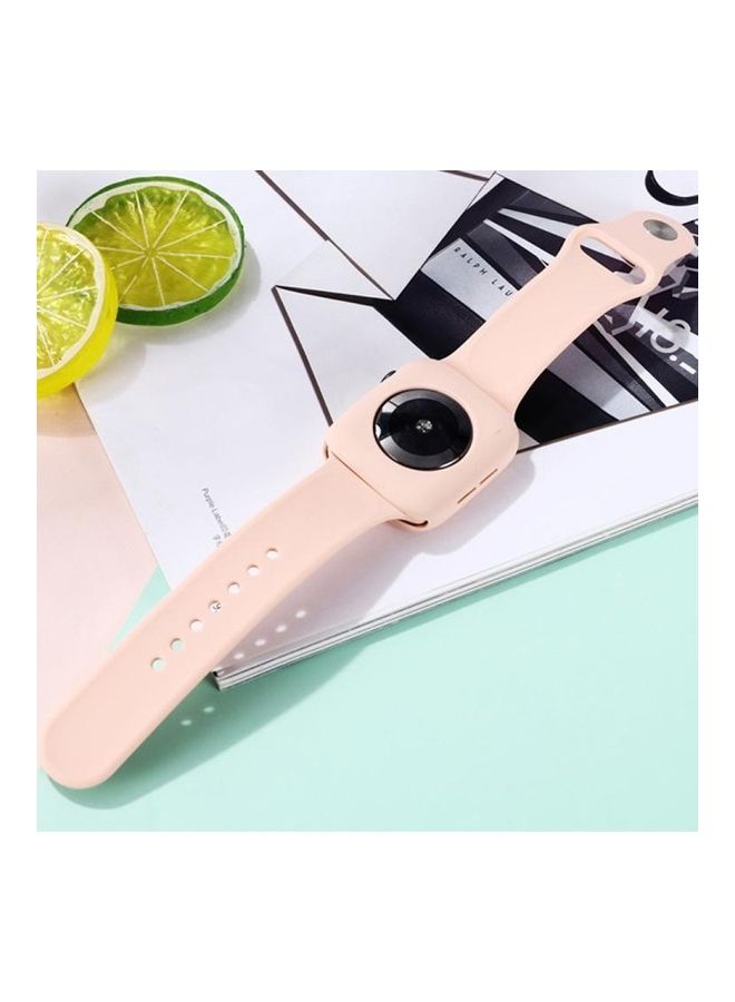 HuHa - Silicone Replacement Strap Case with Screen Protector For Apple Watch Series 7/6/5/4 SE  40/41mm Pink - Image 1