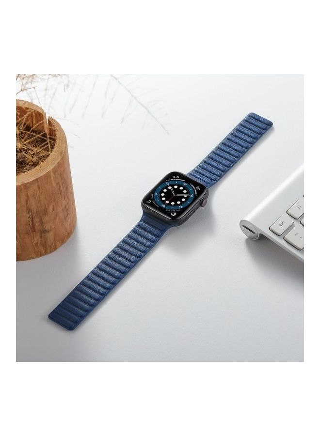 HuHa - Litchi Texture Silicone Loopback Watchband for Apple Watch Series 7/6/SE/5/4/3/2/1 38/40/41mm Rose Pink - Image 1