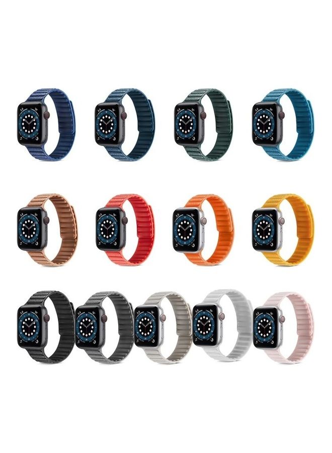 HuHa - Litchi Texture Silicone Loopback Watchband for Apple Watch Series 7/6/SE/5/4/3/2/1 38/40/41mm Rose Pink - Image 1