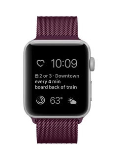 HuHa Milanese Loop Magnetic Stainless Steel Watchband For Apple Watch Series 7/6/5/4/3/2/1/SE 42/44/45mm Wine Red  - Image 2