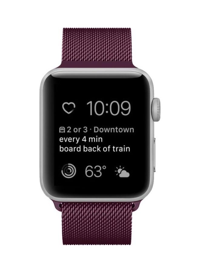 HuHa Milanese Loop Magnetic Stainless Steel Watchband For Apple Watch Series 7/6/5/4/3/2/1/SE 42/44/45mm Wine Red  - Image 2