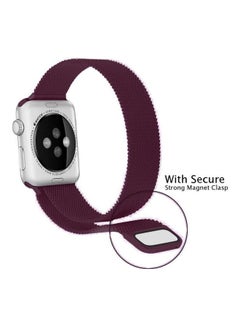 HuHa Milanese Loop Magnetic Stainless Steel Watchband For Apple Watch Series 7/6/5/4/3/2/1/SE 42/44/45mm Wine Red  - Image 4