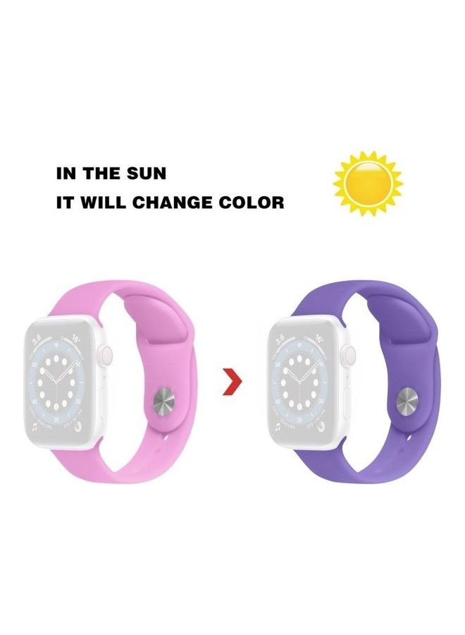 HuHa - Discoloration In Sun Silicone Replacement Watchband For Apple Watch Series 7/6/5/4/3/2/1/SE 45/44/42mm Pink/Purple - Image 1