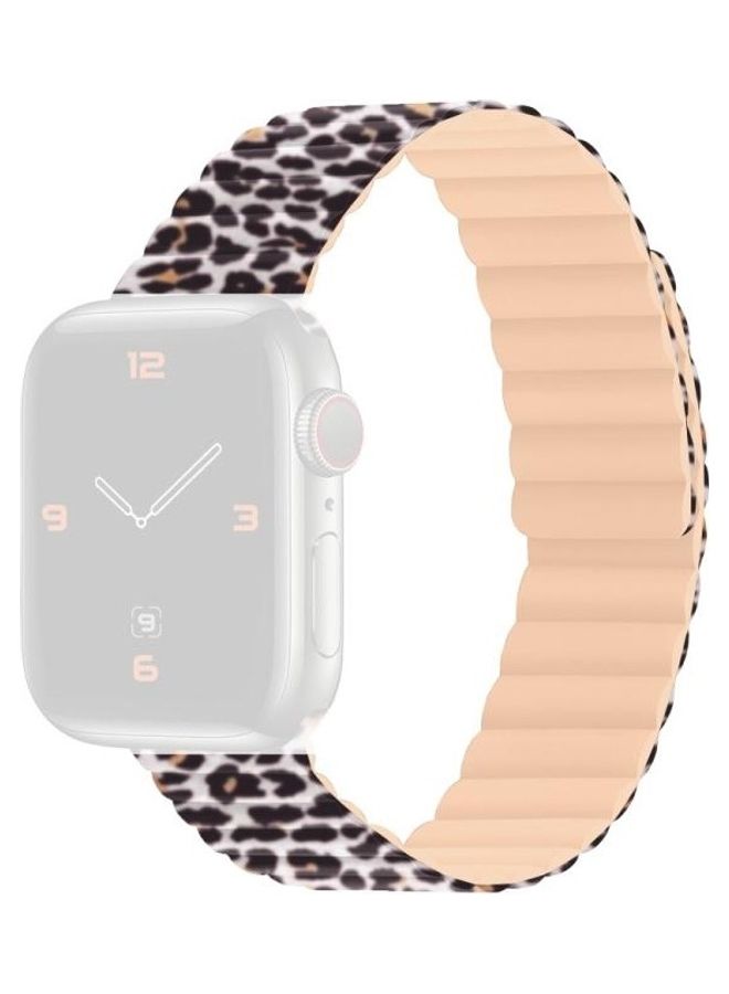 HuHa Magnetic Camouflage Silicone Replacement Strap Watchband for Apple Watch Series 7/6/SE/5/4/3/2/1 42- 44mm Leopard - Image 1