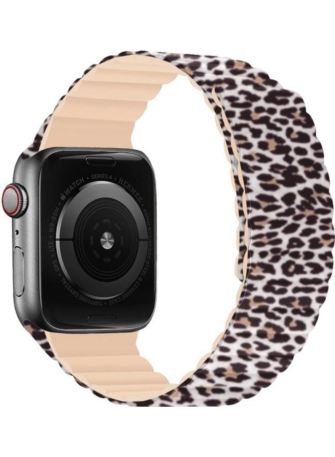 HuHa Magnetic Camouflage Silicone Replacement Strap Watchband for Apple Watch Series 7/6/SE/5/4/3/2/1 42- 44mm Leopard - Image 3