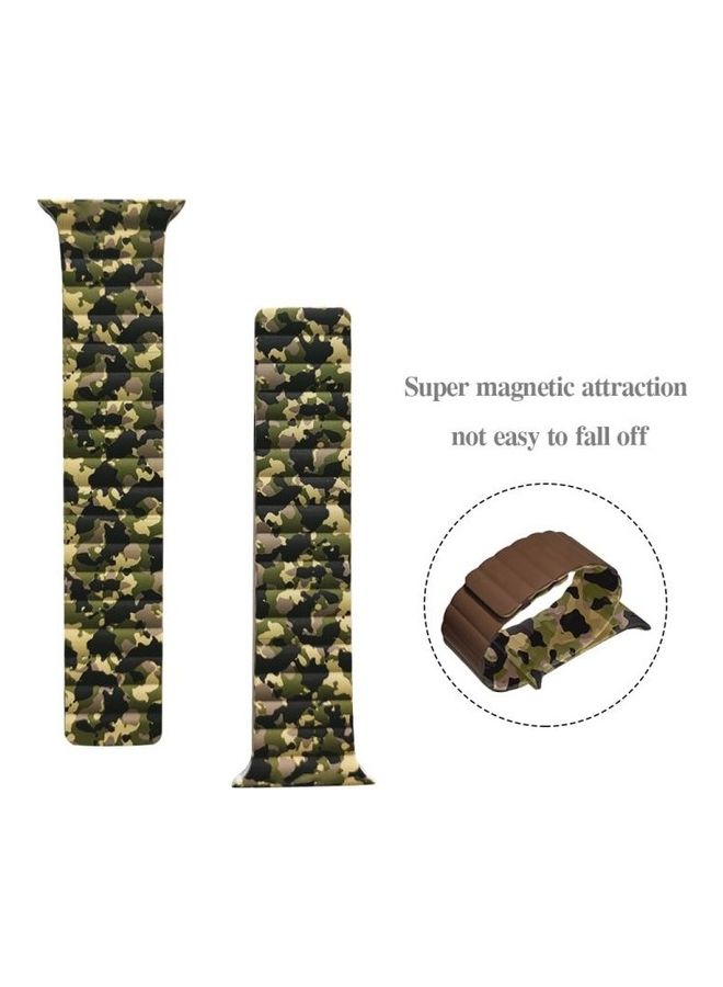 HuHa Magnetic Camouflage Silicone Replacement Strap Watchband for Apple Watch Series 7/6/SE/5/4/3/2/1 42- 44mm Leopard - Image 5