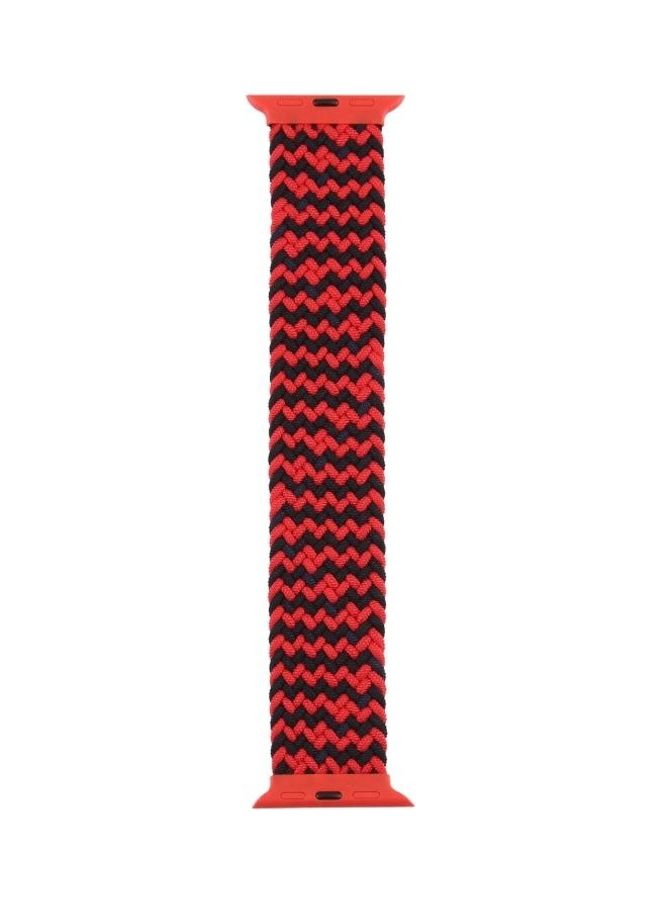 HuHa Plastic Buckle Mixed Colour Nylon Braided Single Loop Replacement Watchbands for Apple Watch Series 7/6/SE/5/4/3/2/1 42/44/45mm, Size:L Ripple Black/Red  - Image 1