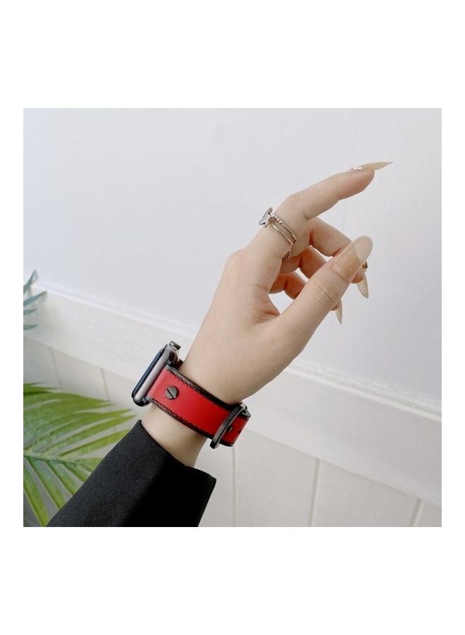 HuHa Replacement Watchband For Apple Watch Series 7/6/5/4/3/2/1/SE 38/40/41mm Red - Image 4