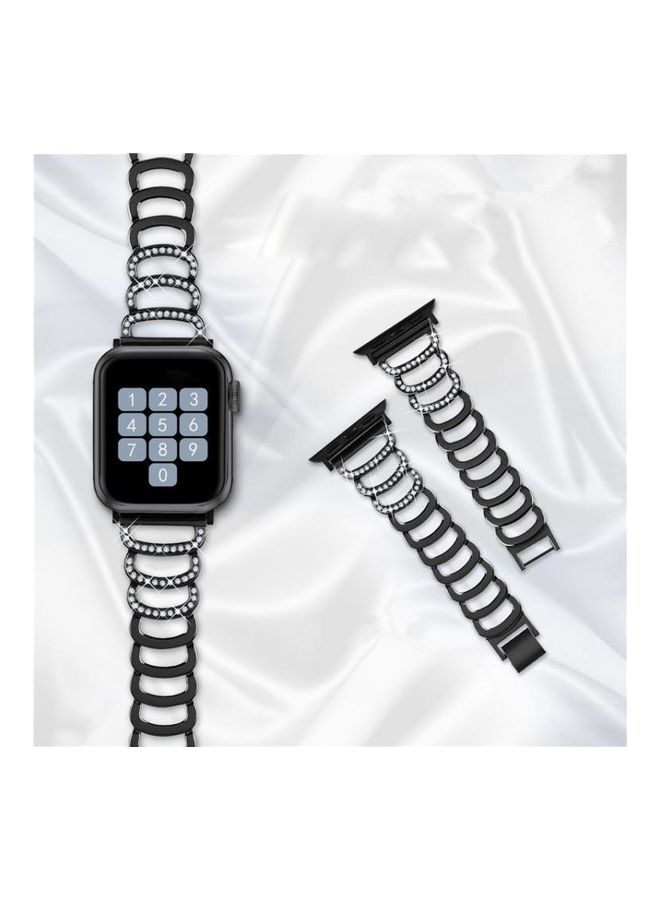 HuHa C-Type Diamond Steel Replacement Strap Watchband For Apple Watch Series 7/6/5/4/3/2/1/SE 45/44/42mm Rose Gold  - Image 4