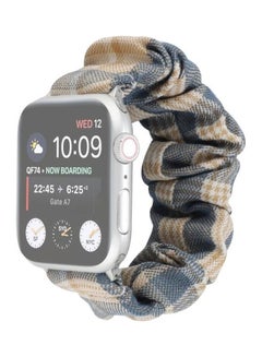 JK Uniform Style Cloth and Stainless Steel Watch Strap Band For Apple Watch Series 7/6/5/4/3/2/1/SE 42/44/45mm Khaki/Dark Blue